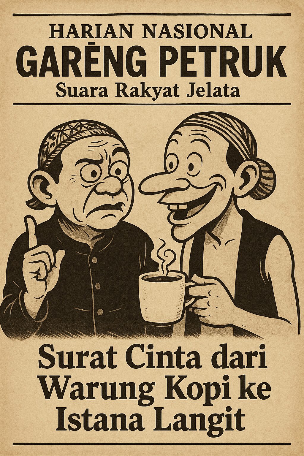 Harian Nasional Gareng Petruk – Suara Rakyat Jelata: Surat Cinta dari Warung Kopi ke Istana Langit