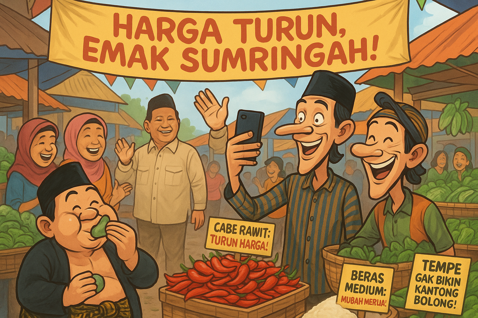 Gareng Petruk Jalan-Jalan ke Pasar: Emak-Emak Sumringah, Harga Tak Lagi Bikin Darah Naik!